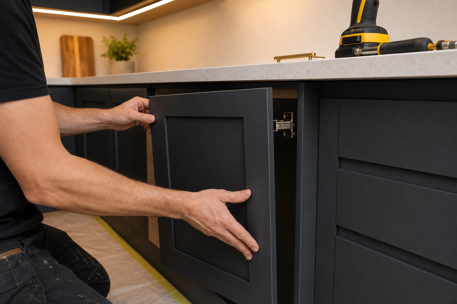 Kitchen cabinet installation detail
